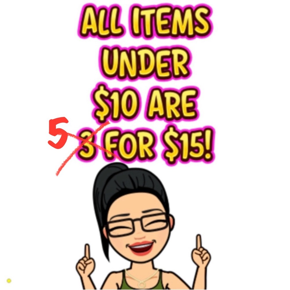 5 for $15 on all items under $10 for a limited time!